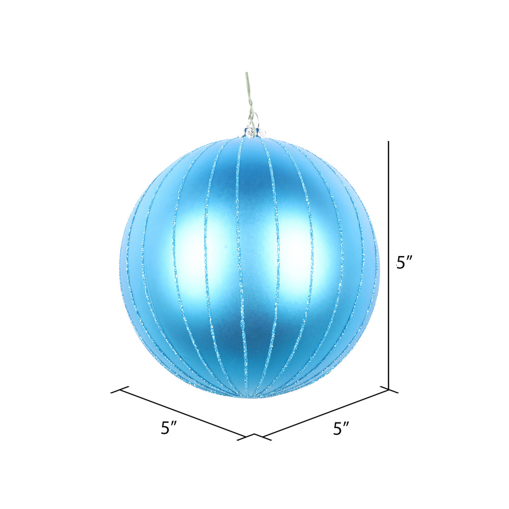 Vickerman 5" Turquoise Matte Glitter Ball Christmas Ornament 4 pieces per bag