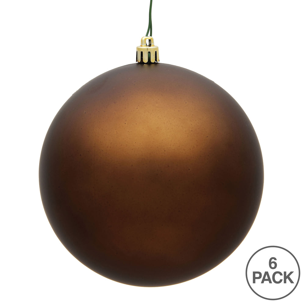 Vickerman 4" Mocha Matte Ball Ornament 6 per Bag