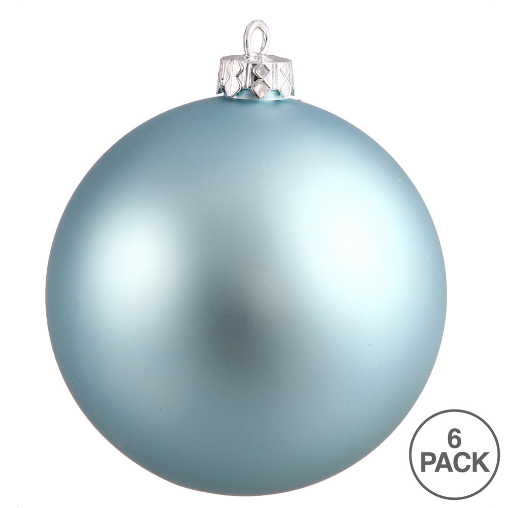 Vickerman 4" Baby Blue Matte Ball Ornament 6 per Bag