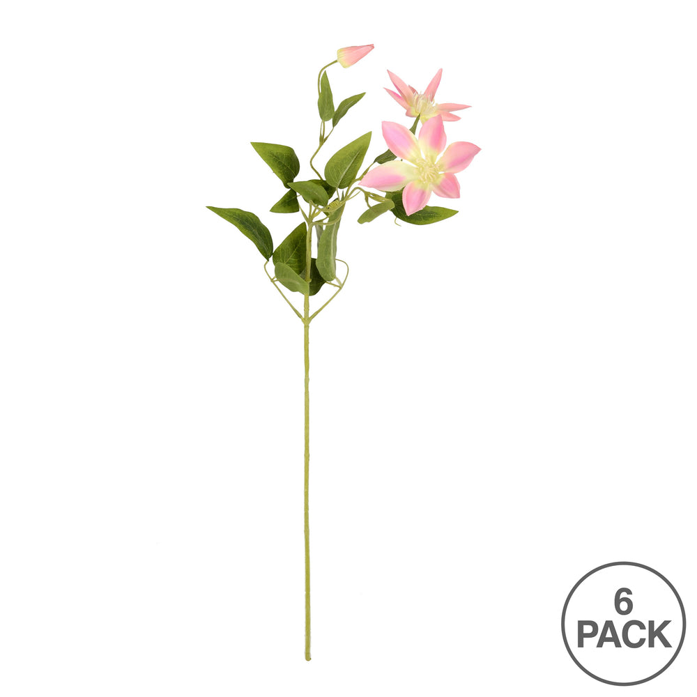 Vickerman 28" Artificial Pink Clematis Stem 6 per Bag