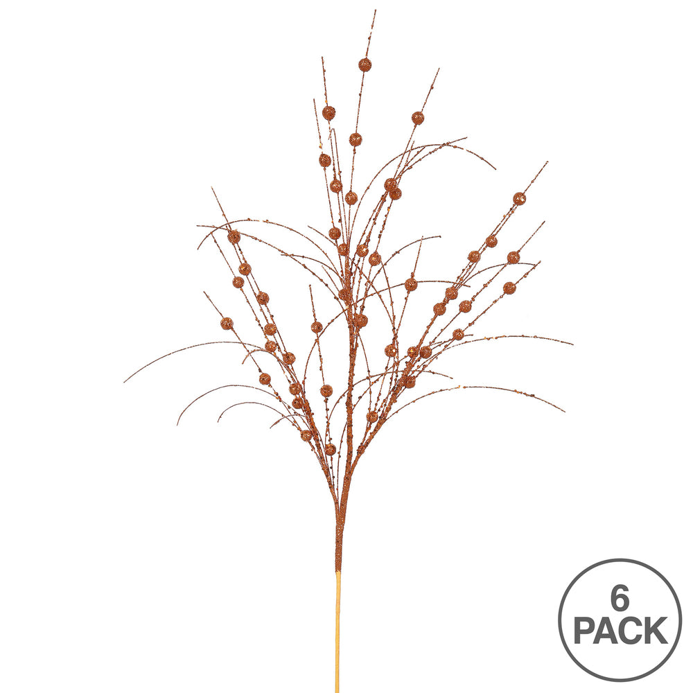 Vickerman 35" Copper Glitter Berry Artificial Christmas Spray. Includes 6 sprays per pack.