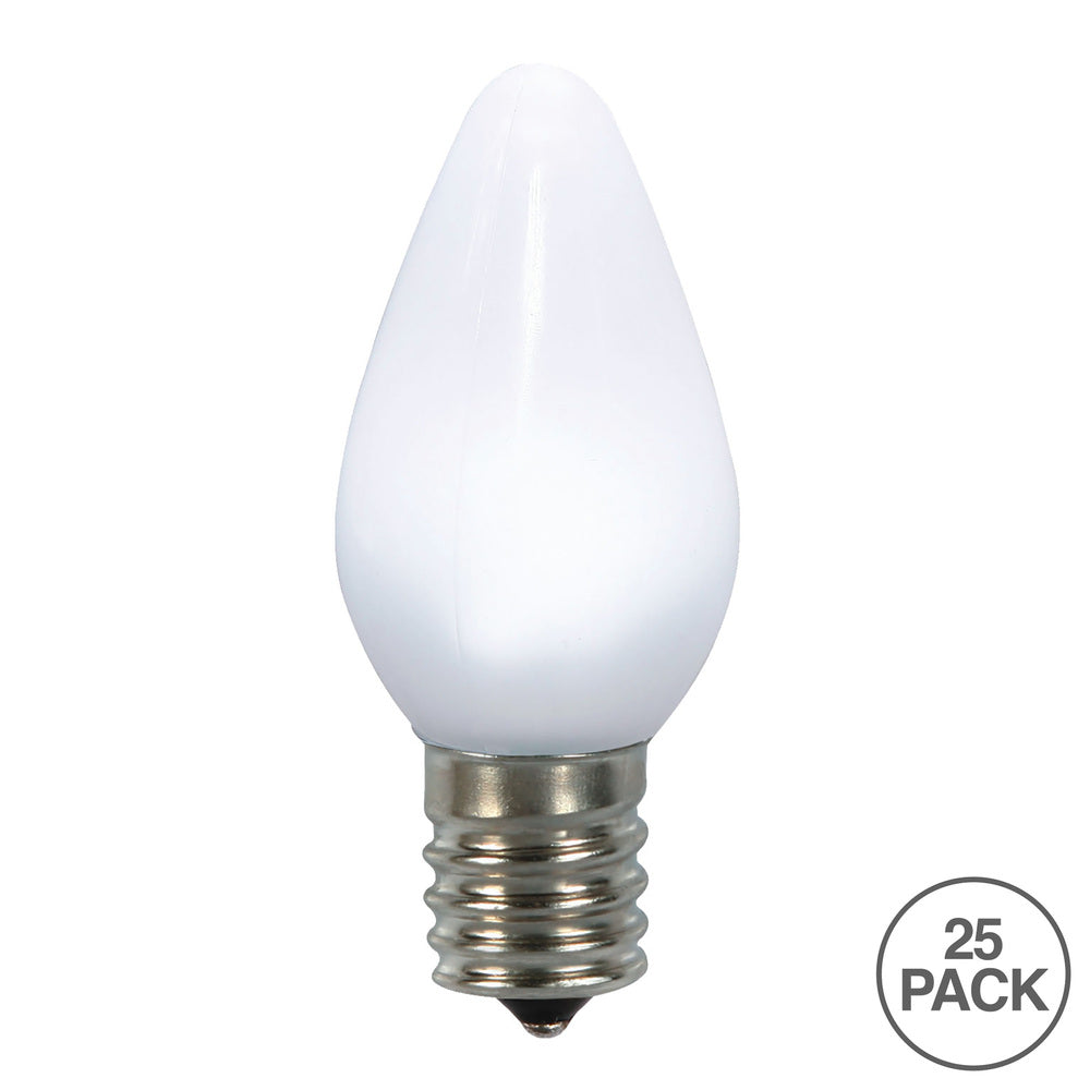 Vickerman C7 Ceramic LED Pure White Twinkle Bulb Nickel Base 120V .6 Watts 25 Bulbs per Pack