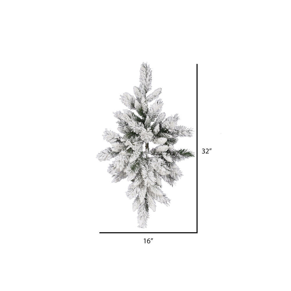 Vickerman 32" Flocked Snow Ridge Artificial Christmas Swag Unlit