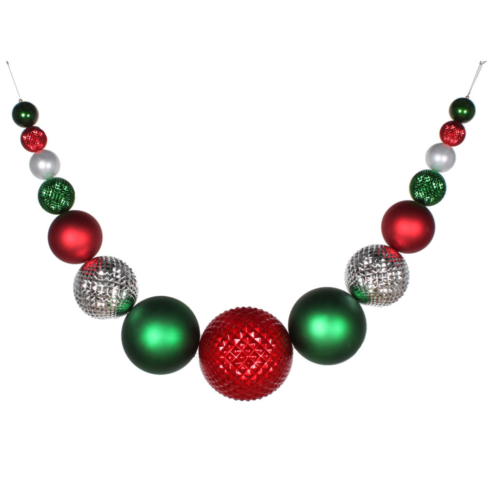 Vickerman 76" Red Silver and Green Durian Ornament Christmas Swag
