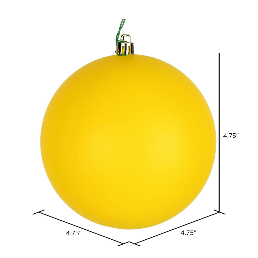 Vickerman 4.75" Yellow Matte Ball Ornament 4 per Bag