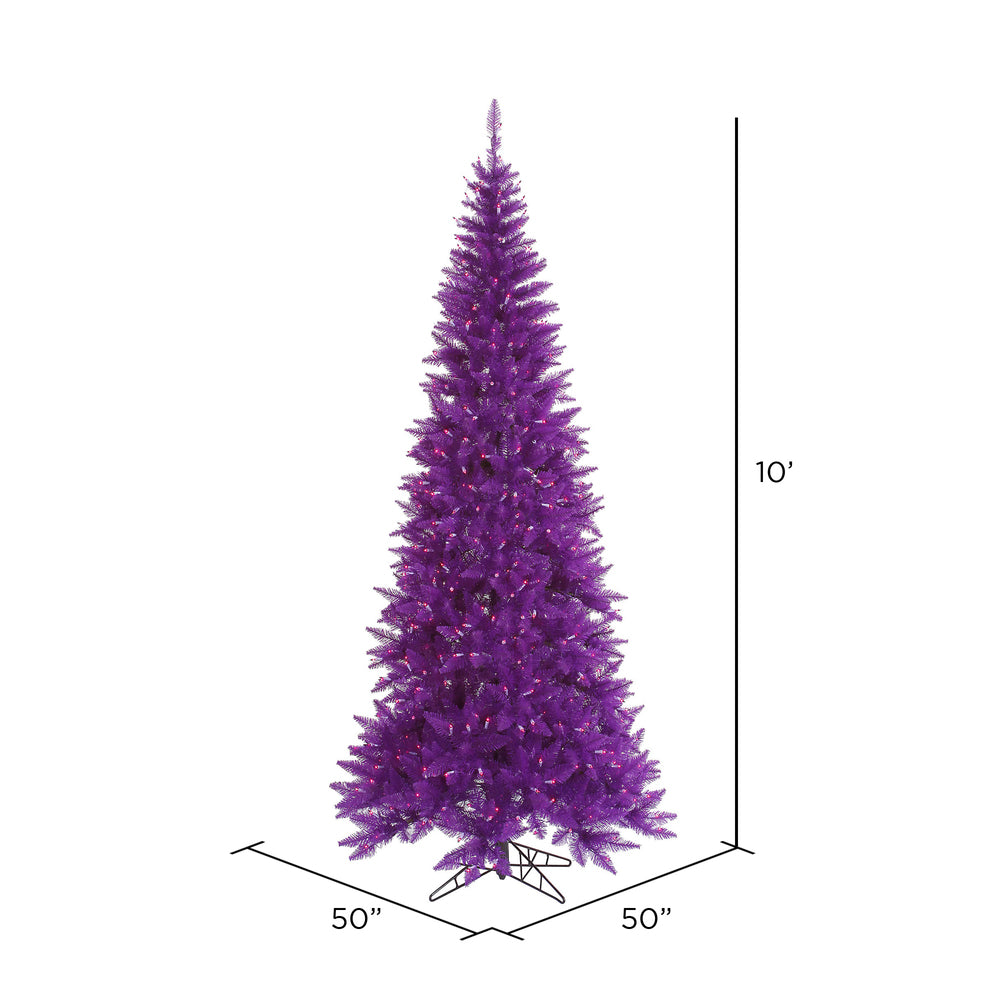 Vickerman 10' Purple Fir Slim Artificial Christmas Tree Purple Dura-lit LED Lights