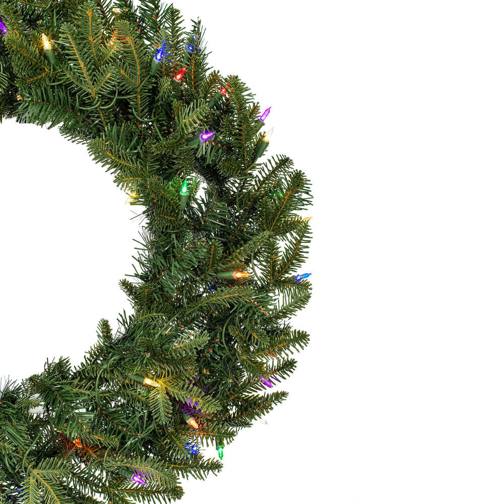 Vickerman 30" Georgian Fraser Fir Artificial Pre-Lit Wreath with 70 Multi-Colored Mini Lights