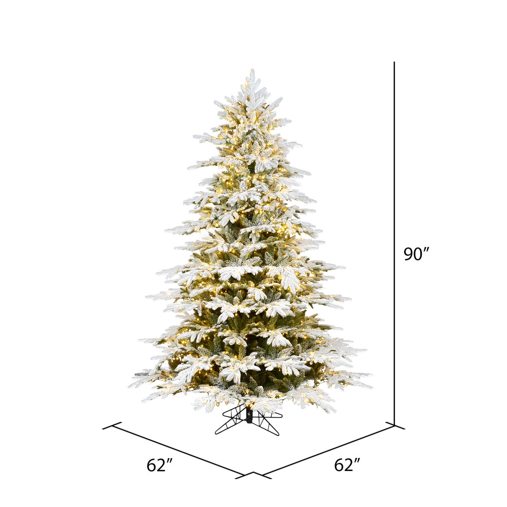 Vickerman 7.5' x 62" Flocked Kamas Fraser Artificial Christmas Tree Multi-color Dura-Lit® LED Mini Lights
