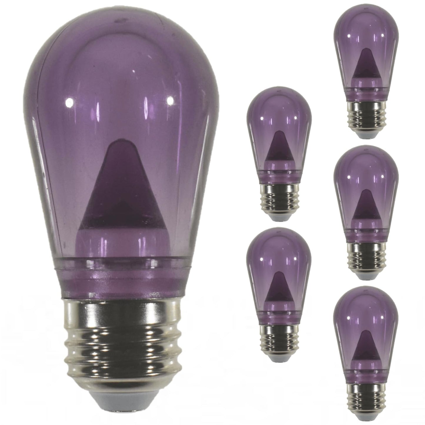 Damar- S14 Colored LED String Light Bulb Transparent Purple 0.55W-1.5W E26 Medium Base 100-130V Pack of 6-Shatterproof Waterproof Outdoor Indoor Replacement Bulb Home Decorations Christmas Halloween
