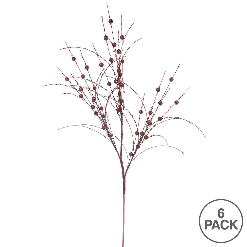 Vickerman 35" Burgundy Glitter Berry Artificial Christmas Spray. Includes 6 sprays per pack.
