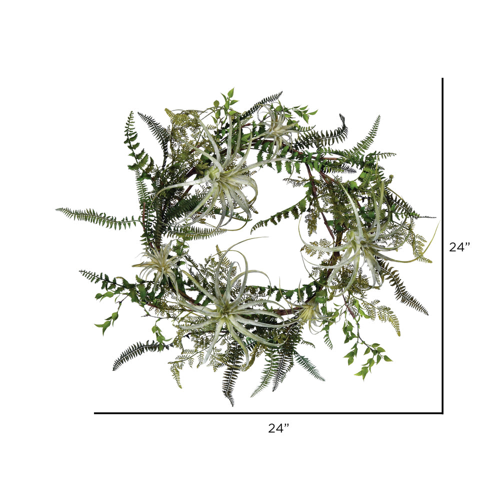 Vickerman 24" Artificial Green Fern Wreath.
