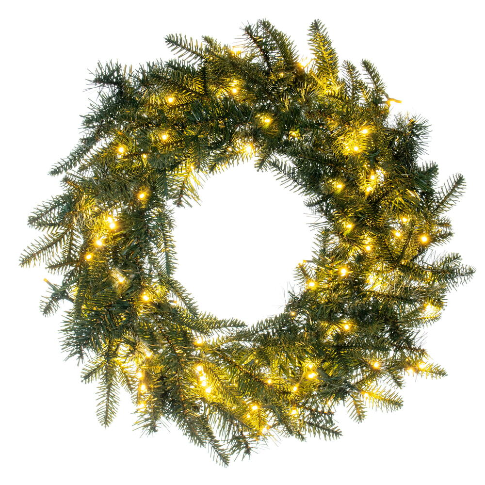 Vickerman 24" Georgian Fraser Fir Artificial Pre-Lit Wreath with 150 Warm White Lights, Lush Green