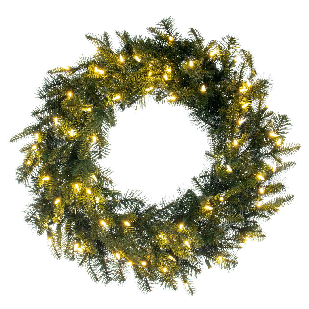 Vickerman 36" Georgian Fraser Fir Artificial Pre-Lit Wreath with 100 Warm White Mini Lights