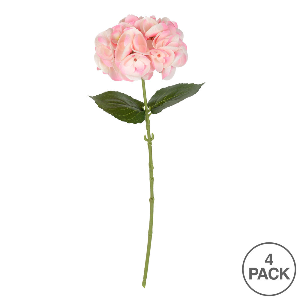 Vickerman 18" Artificial Pink Hydrangea Spray. There are 4 pieces per pack.