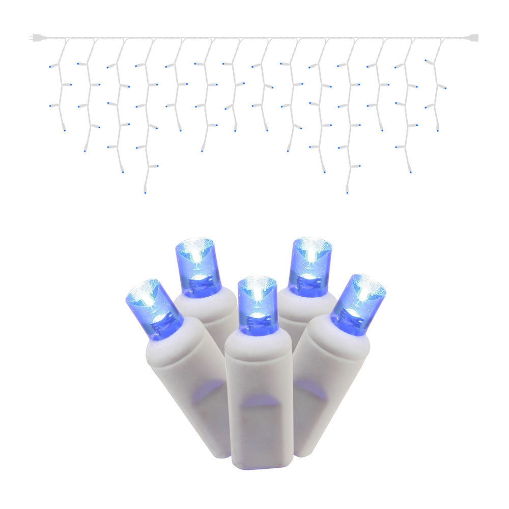 Vickerman 70 Blue Wide Angle LED Icicle Light on White Wire 9' Christmas Single Mold Light Strand