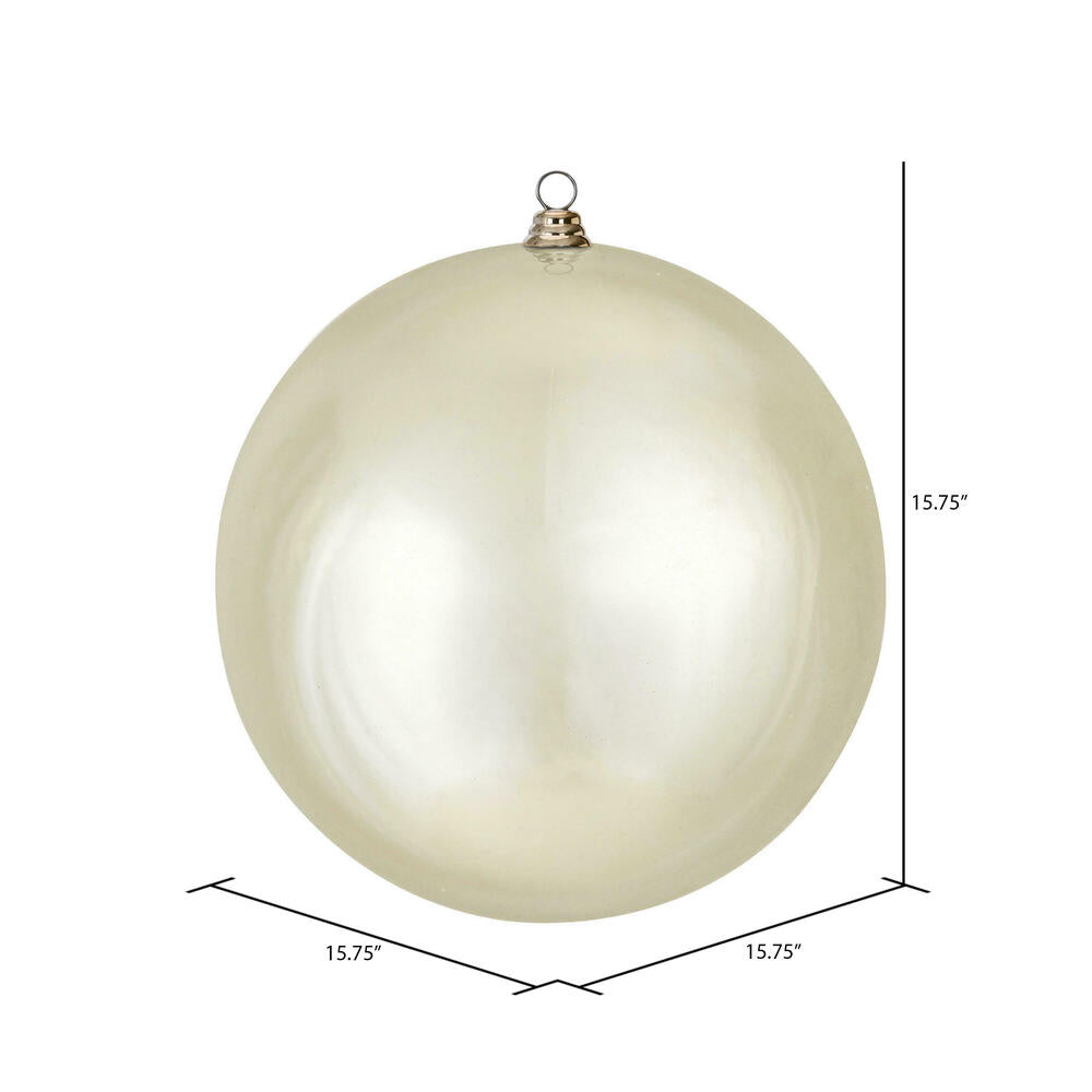 Vickerman 15.75" Champagne Shiny Ball Christmas Ornament UV Resistant