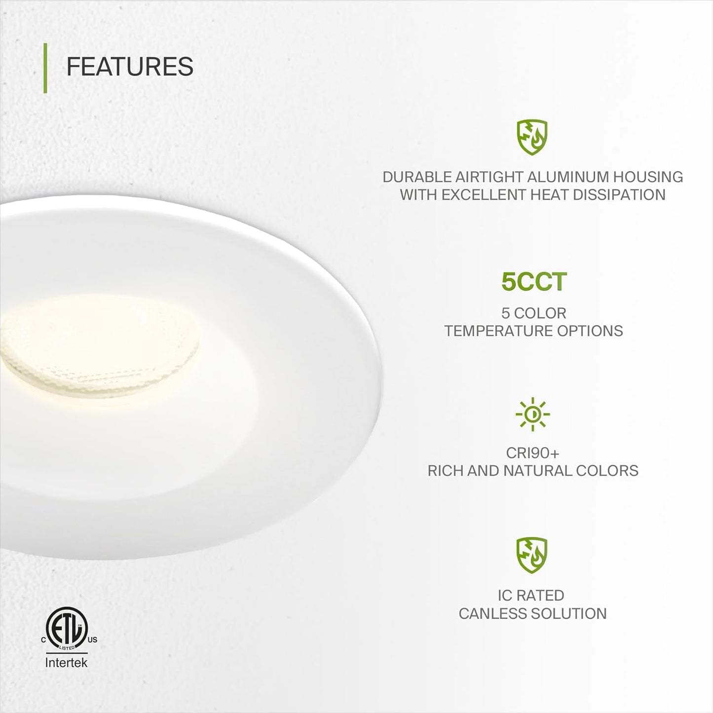 ASD Lighting LED Downlight Round 1inch 7W 120V Triac 2700/3000/3500/4000/5000K White ETL