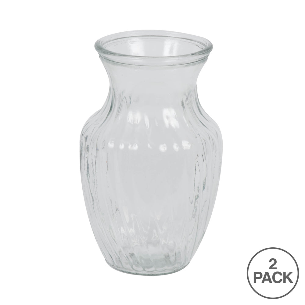 Vickerman 8" Clear Rose Vase. Includes two pieces per set.