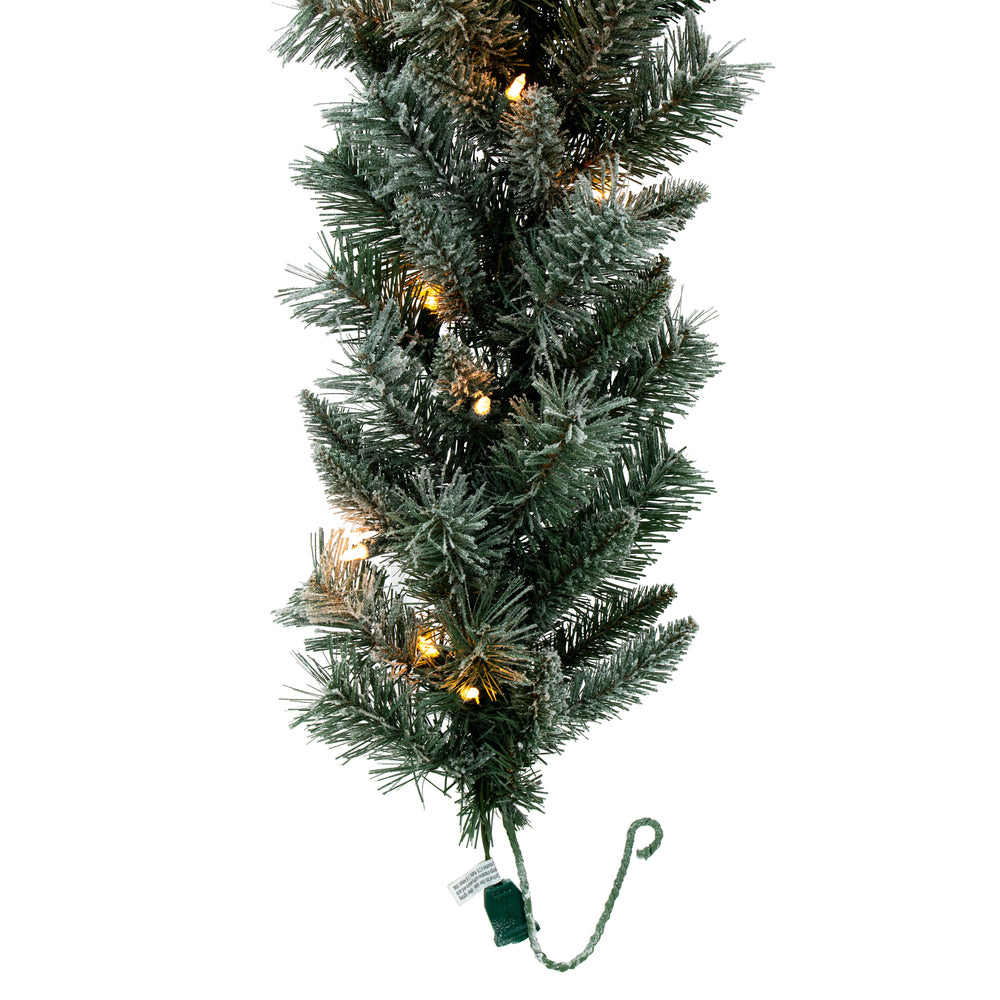 Vickerman 9' x 10" Frosted Mixed Pine Garland Clear Incandescent Mini Lights.