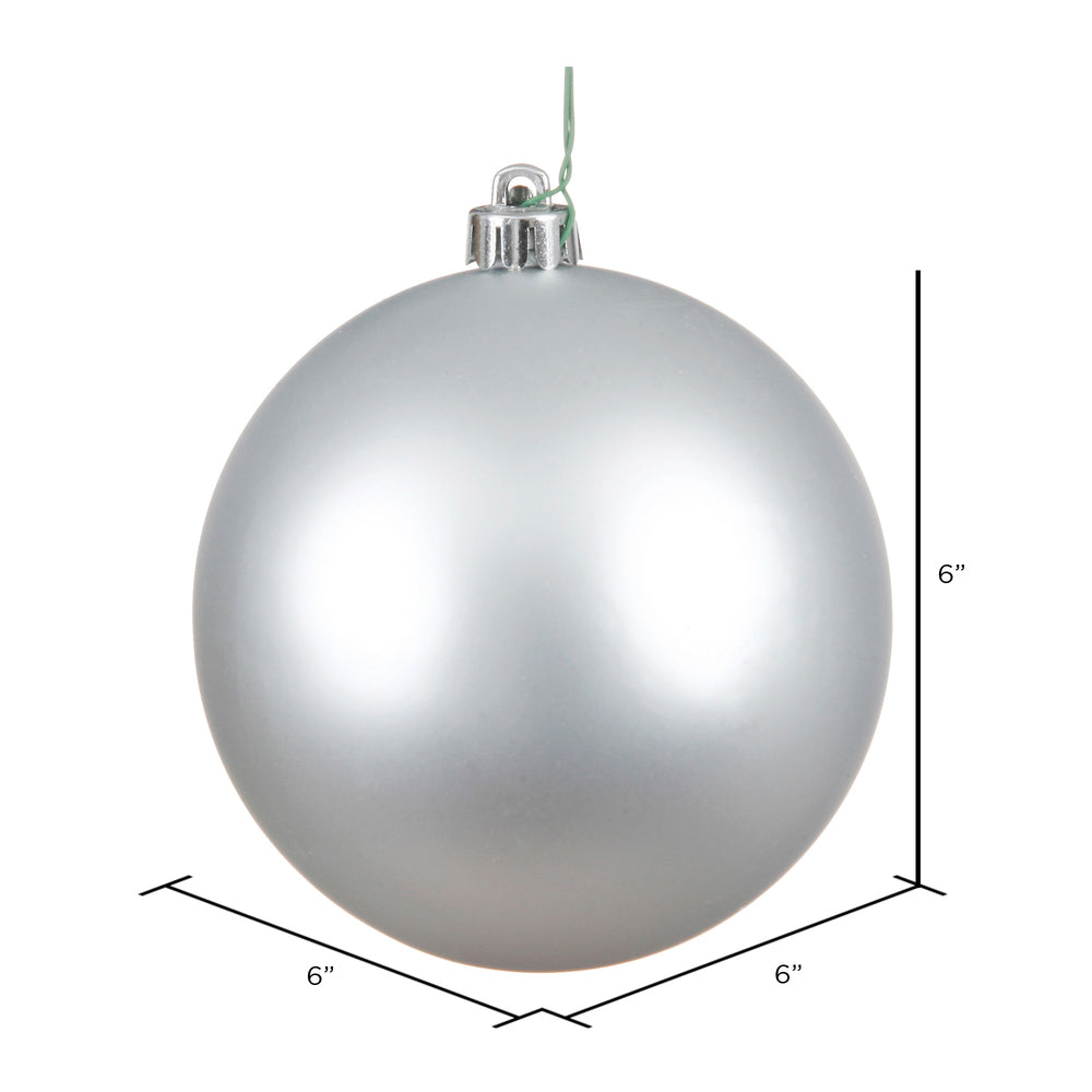 Vickerman 6" Silver Matte Ball Ornament 4 per Bag