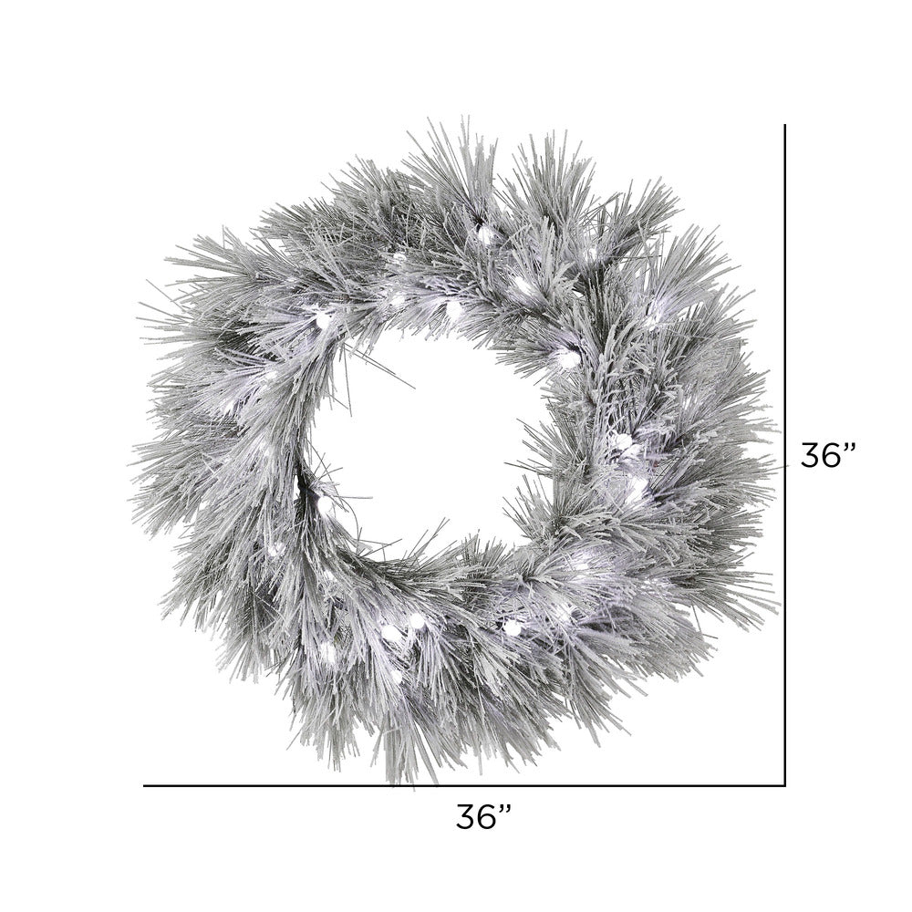 Vickerman 36" Flocked Alder Long Needle Pine Artificial Christmas Wreath Warm White C7 LED Lights