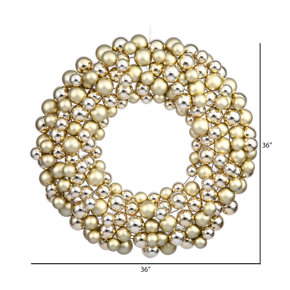 Vickerman 36" Gold Shiny and Matte Ball Wreath