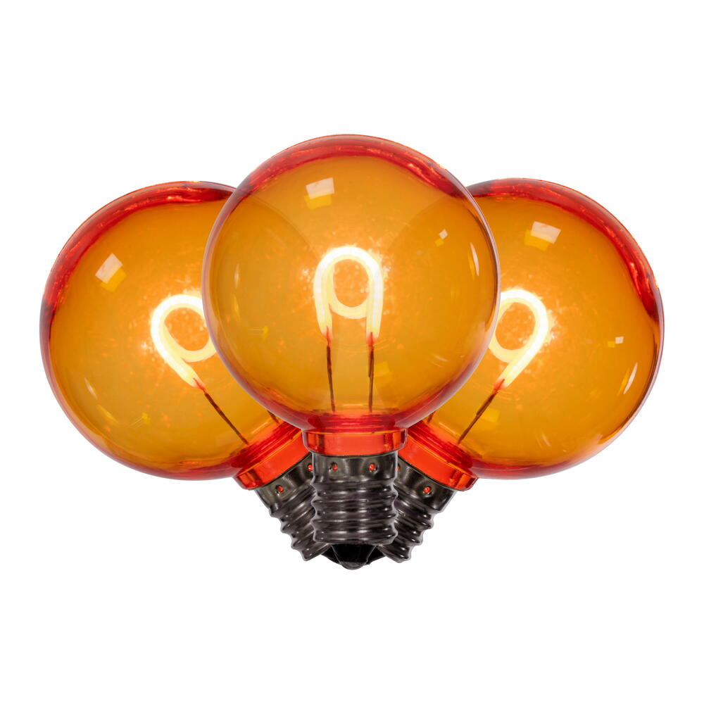 Vickerman G40 Transparent U-Shaped Filament Amber Bulb, E12 Base, .6 Watts, 25 Pcs Assorted/Bag. Colors included are Blue, Red, Green, Purple and Amber.