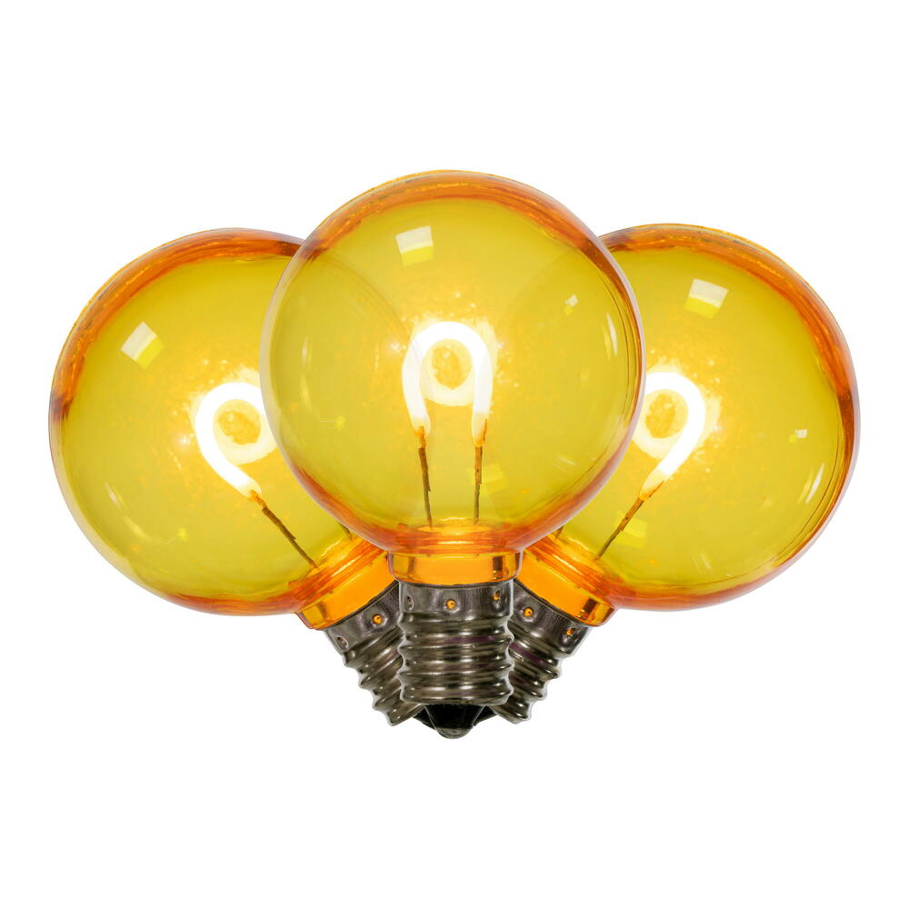 Vickerman G40 Transparent U-Shaped Filament Yellow Bulb, E12 Base, .6 Watts, 25 Pcs Assorted/Bag. Colors included are Blue, Red, Green, Purple and Amber.