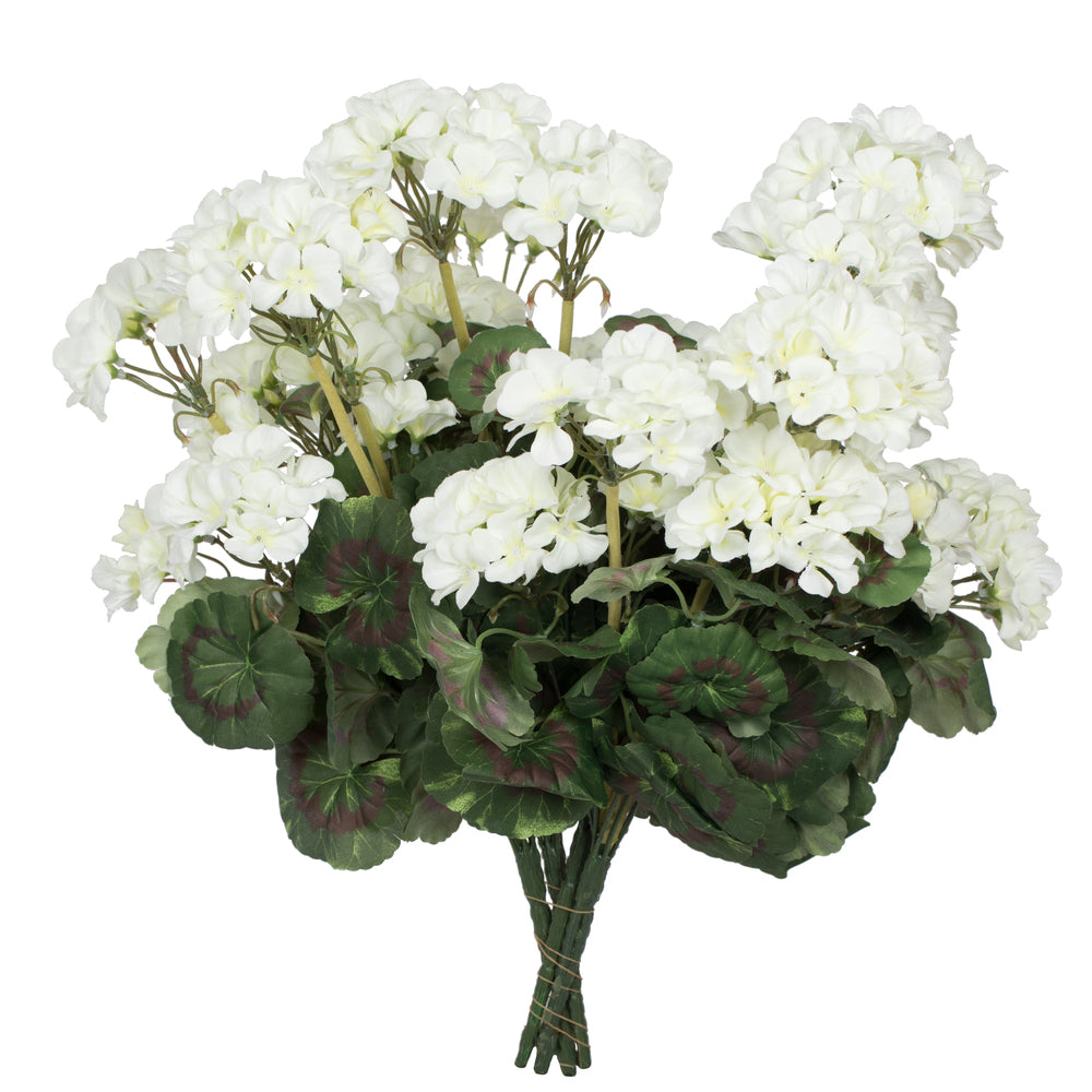 Vickerman Artificial 20" White Geranium Bush 4 per Pack.