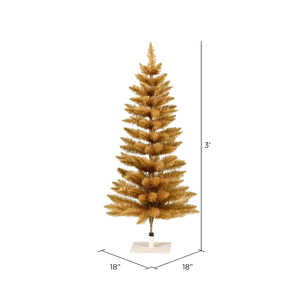 Vickerman 3' x 18" Gold Fir Artificial Christmas Pencil Tree Unlit