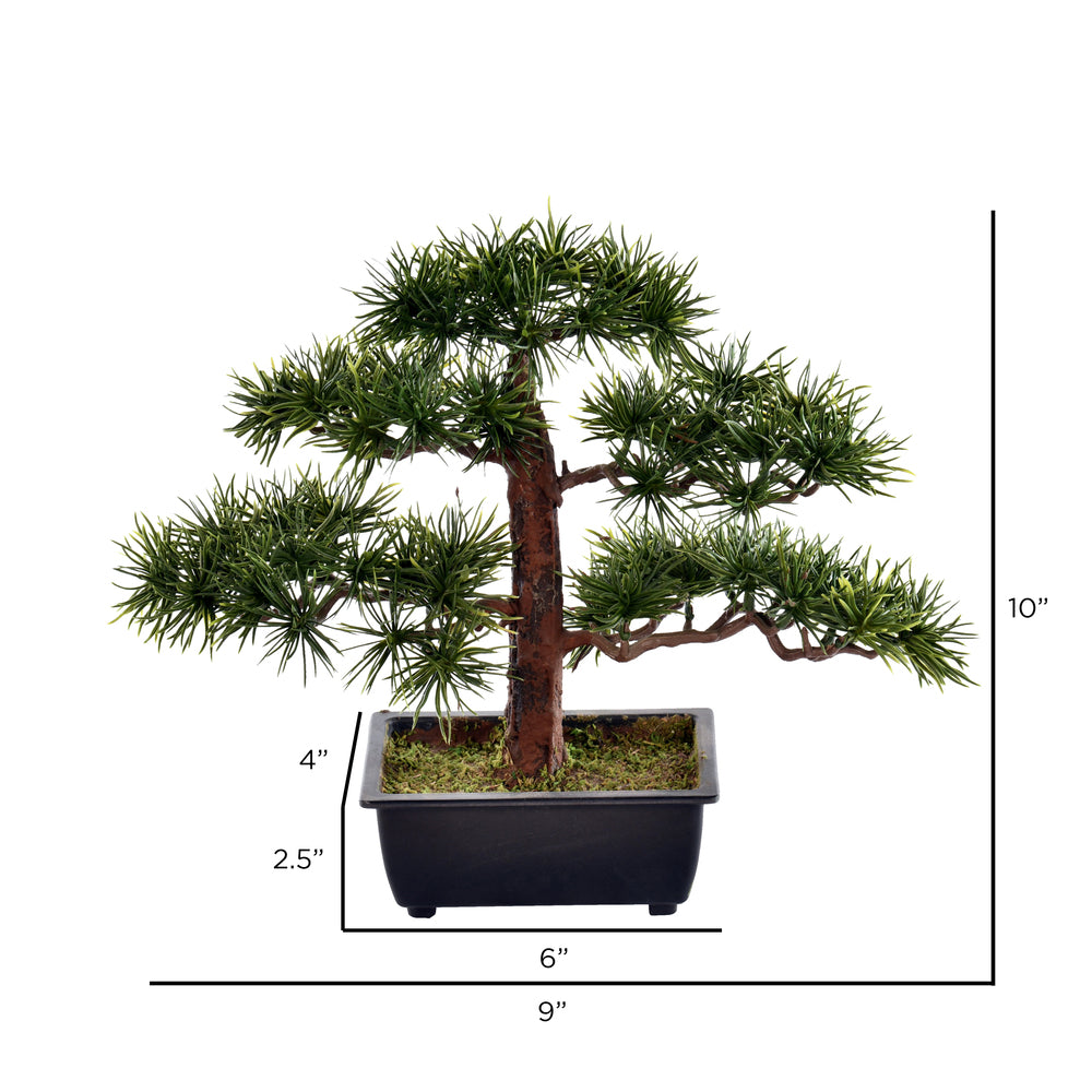 Vickerman 10" Artificial Potted Guest Greeting Bonsai Pine Tree.