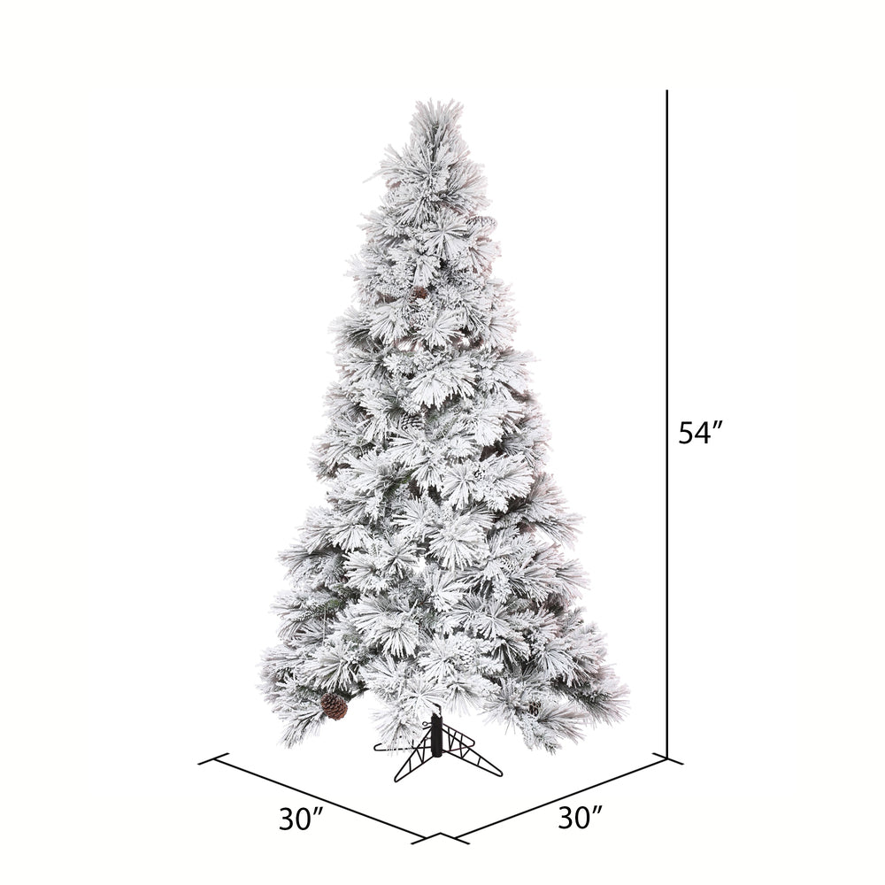 Vickerman 4.5' x 30" Flocked Atka Slim Artificial Christmas Tree Unlit
