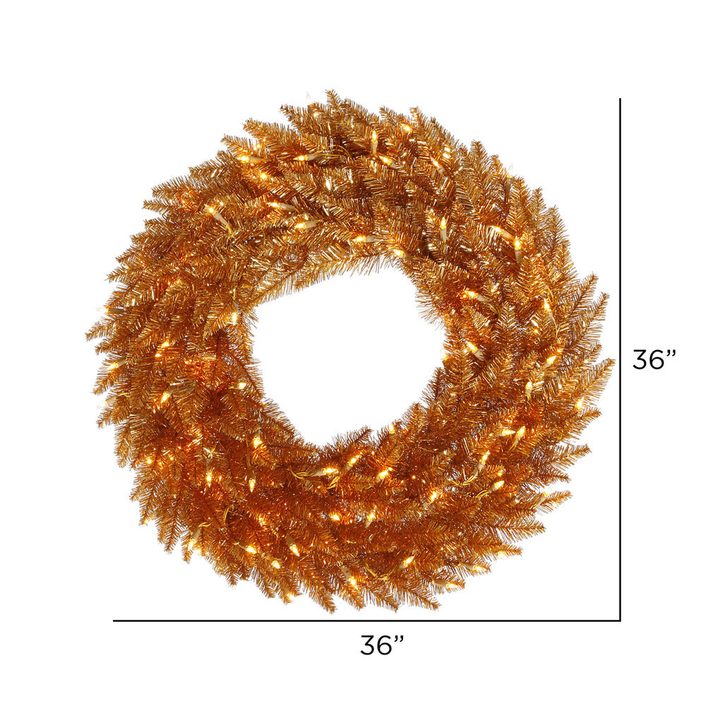 Vickerman 36" Copper Artificial Christmas Wreath Warm White Dura-Lit LED lights.