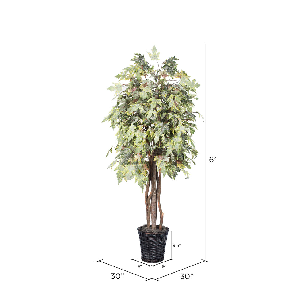 Vickerman 6' Artificial Frosted Maple Executive Rattan Basket.