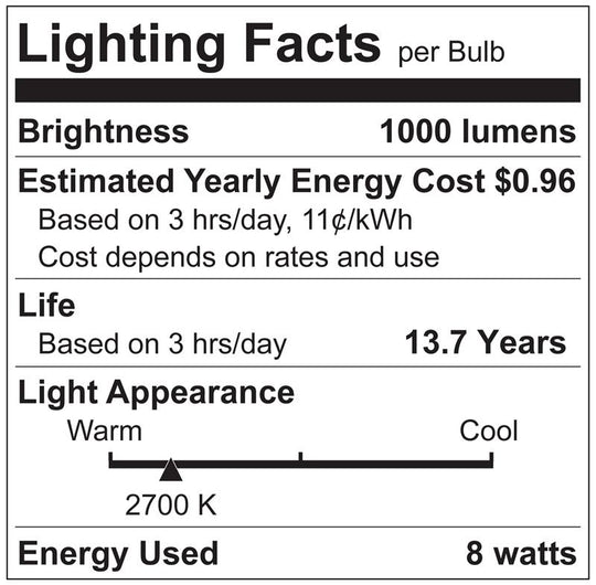 LUXRITE 8W LED Candelabra Bulb, 75W Equivalent, E12 Base, 1000 Lumens, 2700K Warm White, Dimmable Candle Light Bulbs for Chandeliers, Clear Filament, Enclosed Fixture & Wet Rated (LR21710)