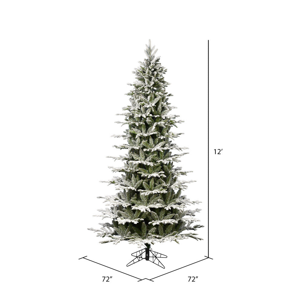 Vickerman 12' x 72" Unlit Flocked Kamas Fraser Slim Artificial Christmas Tree
