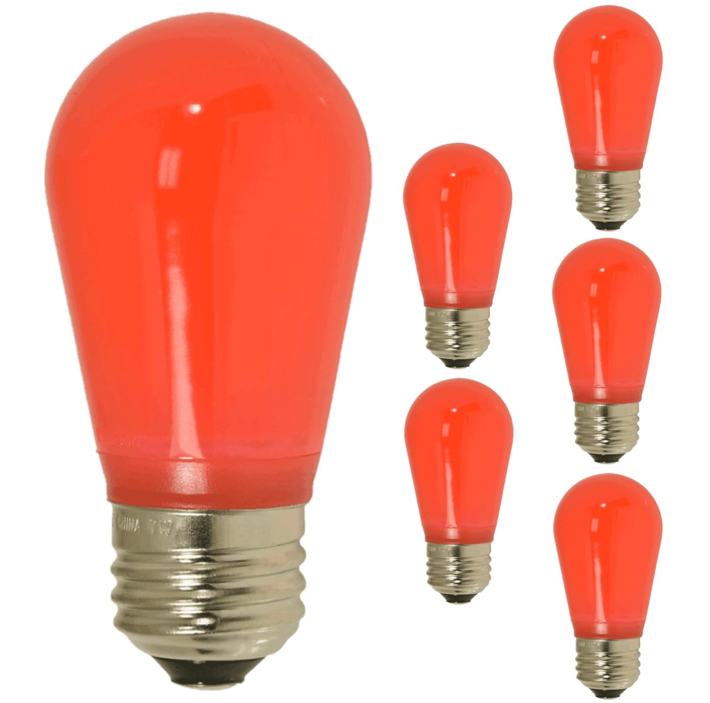 Damar- S14 Colored LED String Light Bulb Twinkle Red Finish 0.55W-1.5W E26 Medium Base 100-130V Pack of 6- Shatterproof Waterproof Outdoor Indoor Replacement Bulb for Home Decorations Christmas