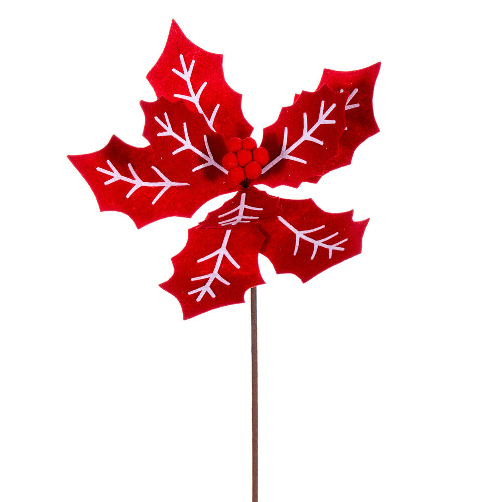 Vickerman 22" Red and White Felt Poinsettia 4 per bag.
