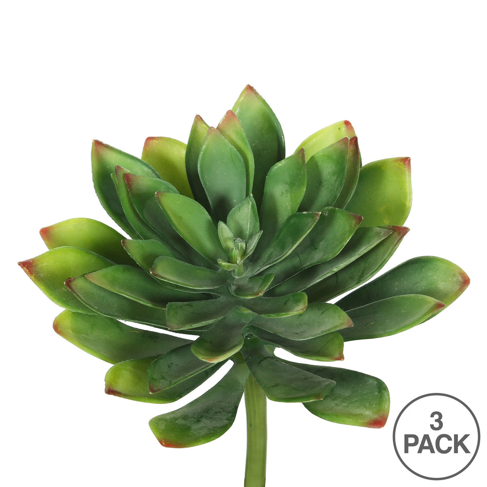 Vickerman 10" Artificial Green Succulent Stem Set of 3