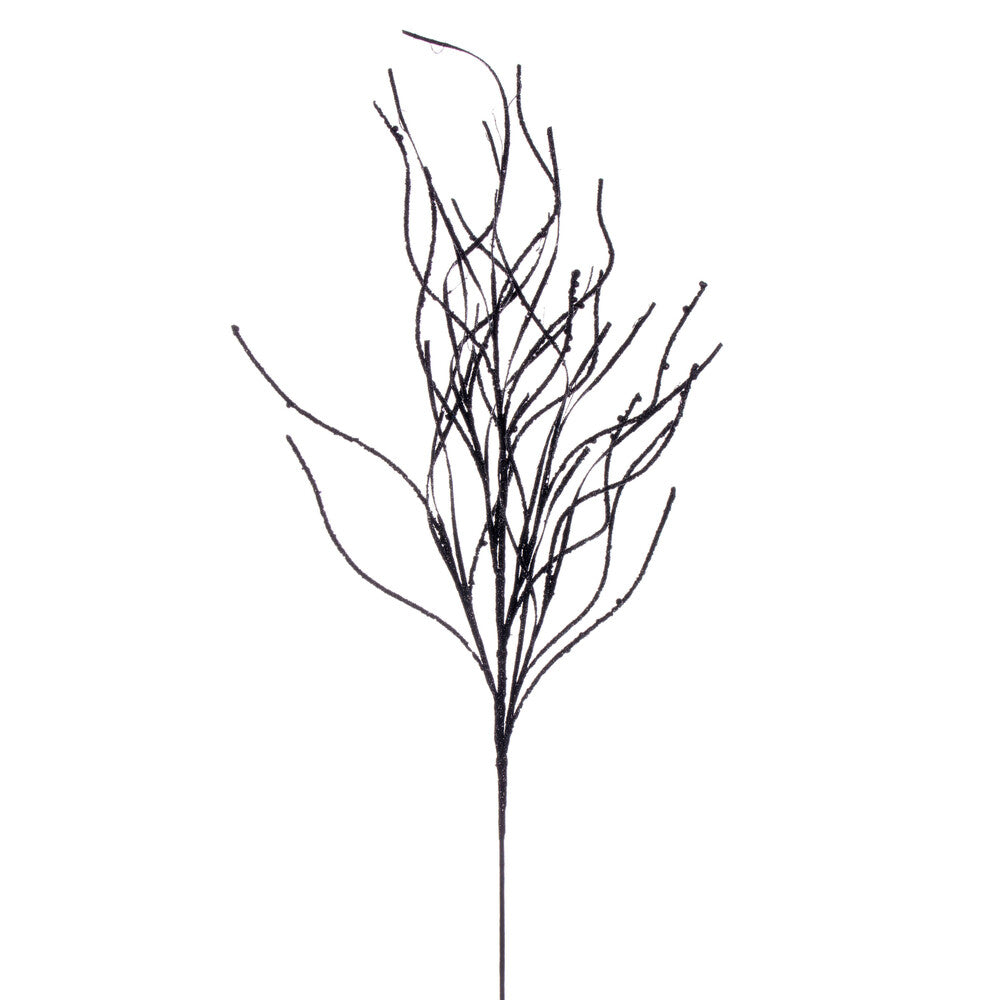 Vickerman 40" Black Berry Cluster and Wavy Glitter Ball Spray 4 per bag.