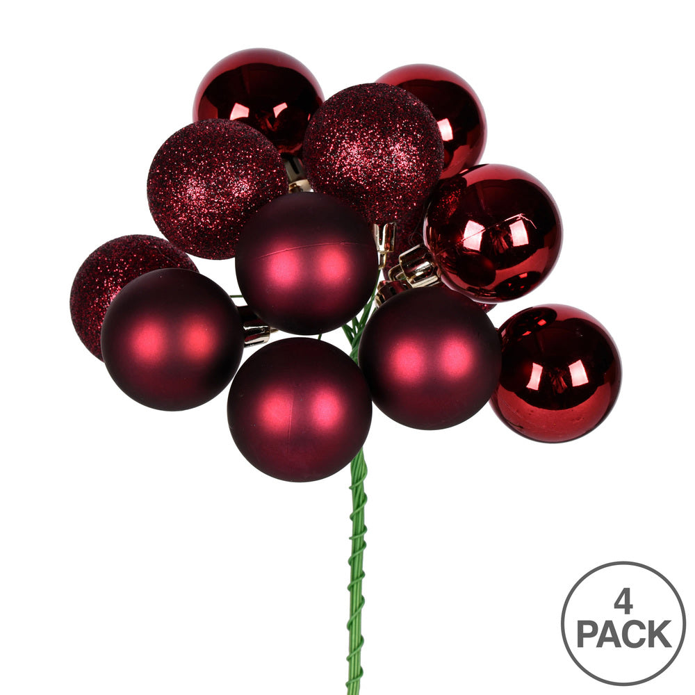 Vickerman 12" Wine Ball Ornament Christmas Pick 4 per set