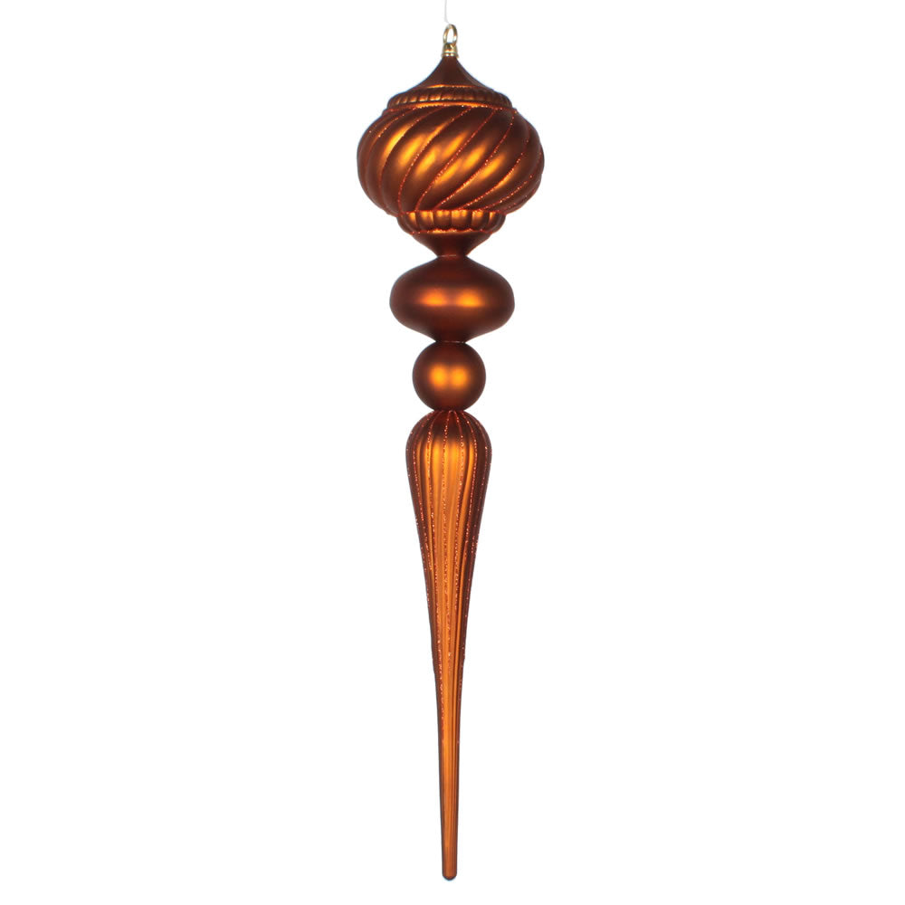 Vickerman 27" Copper Matte Glitter Onion Finial Ornament. This ornament is the perfect addition to any holiday decorating project.