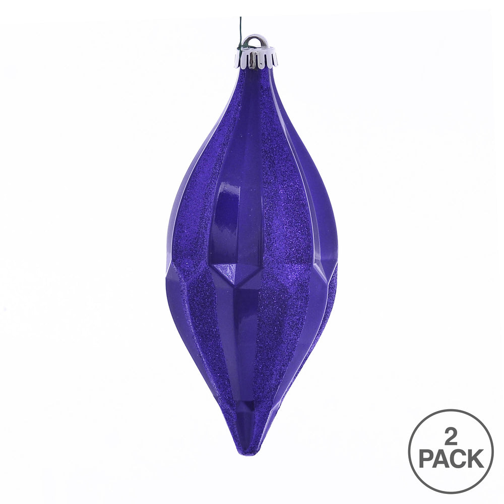Vickerman 10" Purple Candy Glitter Shuttle Christmas Ornament Pack of 2