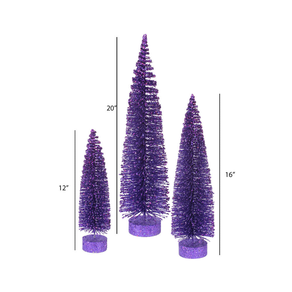 Vickerman 12"/16"/20" Purple Glitter Oval Artificial Christmas Tree Unlit