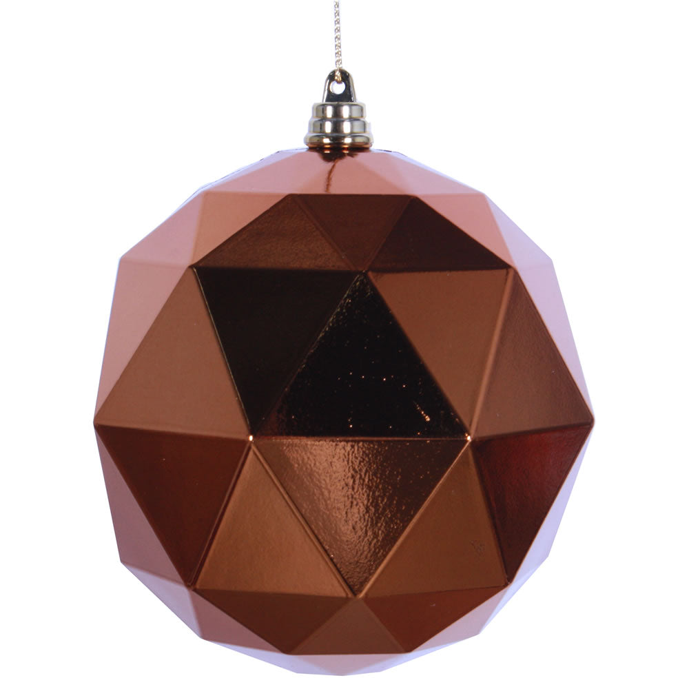 Vickerman 4.75" Copper Geometric Ball Ornament Featuring a Shiny Finish. Comes 4 per bag