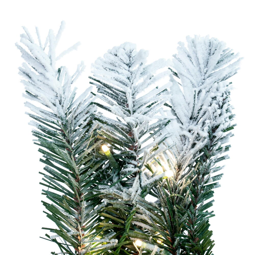 Vickerman 9' x 14" Frosted Glacier Pine Artificial Garland with LED Warm White Lights.