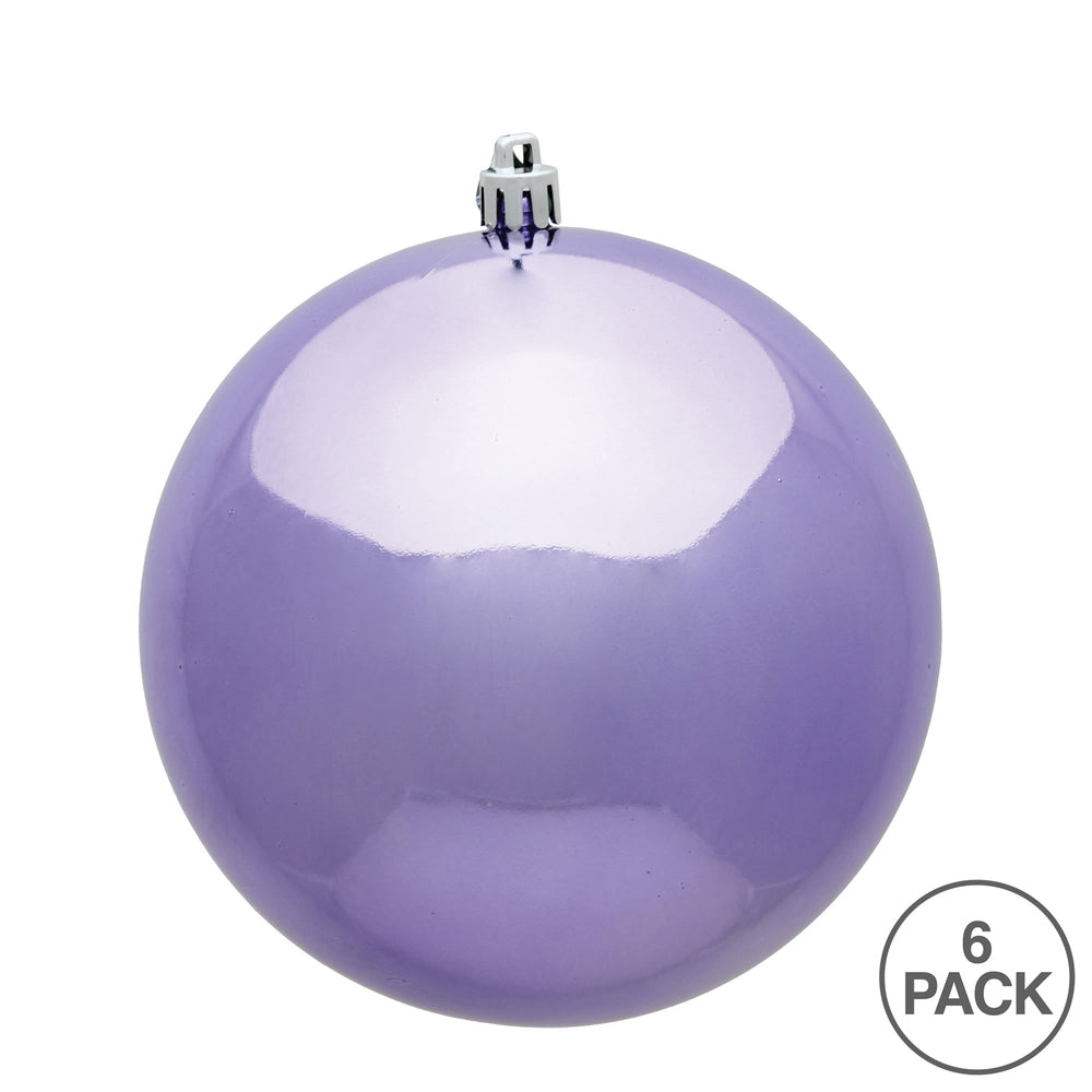 Vickerman 4" Lavender Shiny Ball Ornament 6 per Bag