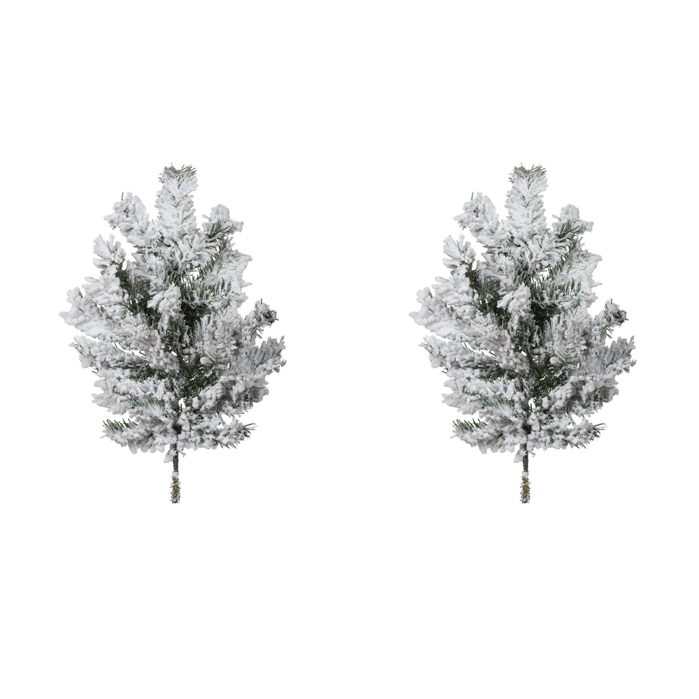 Vickerman 24" Flocked Alaskan Pine Artificial Christmas Spray. Includes 2 sprays per pack.