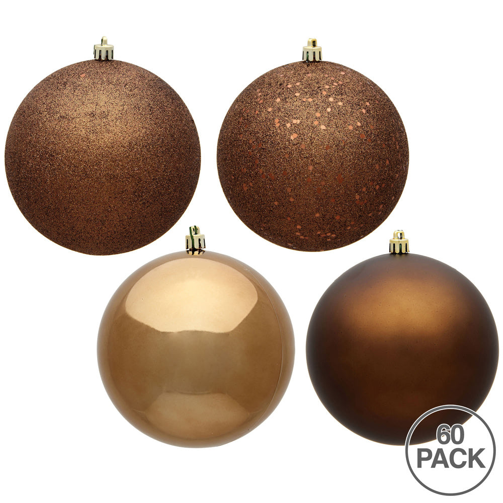 Vickerman 2.4" Mocha 4-Finish Ball Ornament Assortment 60 per Box