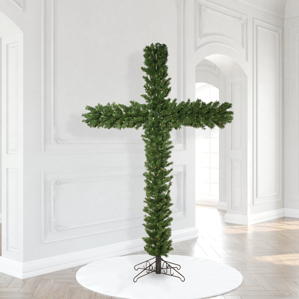 Vickerman 7.5' Artificial Christmas Cross Warm White Dura-lit LED Lights